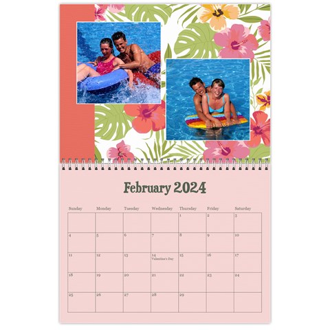 Flamingo Tropical Vacation Calendar, 12 Months By Mikki Feb 2024