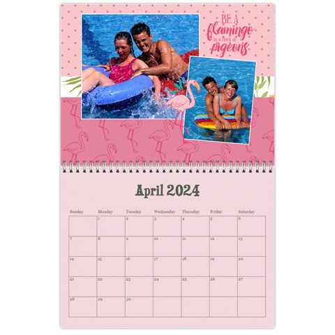 Flamingo Tropical Vacation Calendar, 12 Months By Mikki Apr 2024