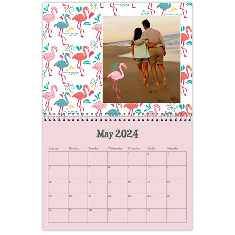Flamingo Tropical Vacation Calendar, 12 Months By Mikki May 2024