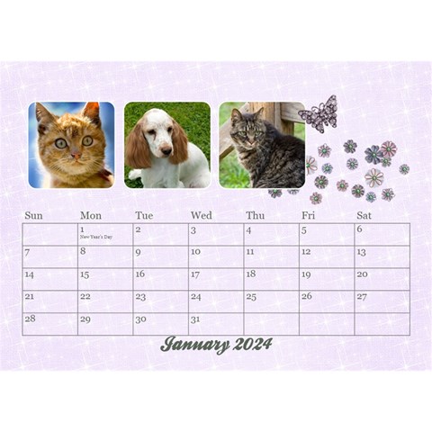 Desktop Calendar Holidays, 8 5x6, Family By Mikki Jan 2024
