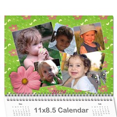 Pinky Green Floral Calendar 2024 - Wall Calendar 11  x 8.5  (18 Months)