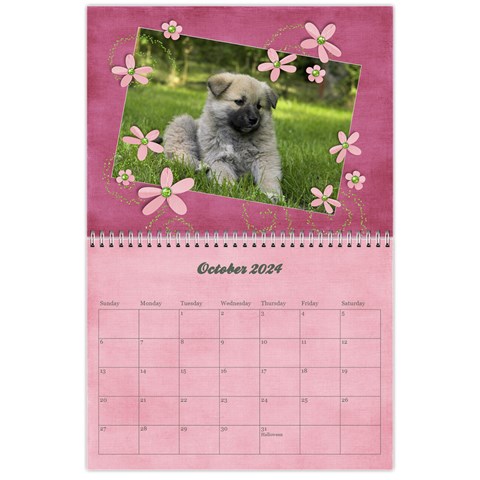 Pinky Green Floral Calendar 2024 By Mikki Oct 2024