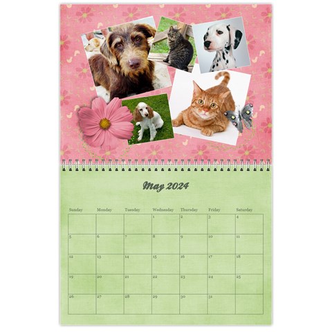Pinky Green Floral Calendar 2024 By Mikki May 2024