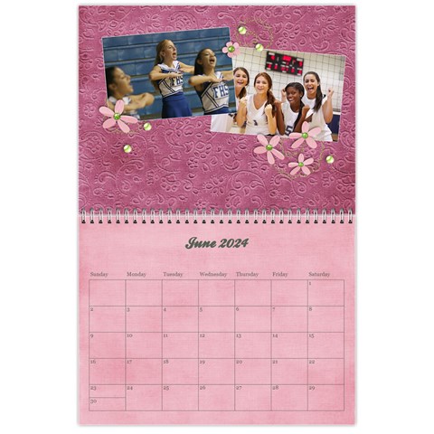 Pinky Green Floral Calendar 2024 By Mikki Jun 2024