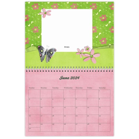 Pinky Green Floral Calendar 2024 By Mikki Jun 2024
