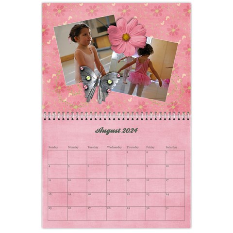 Pinky Green Floral Calendar 2024 By Mikki Aug 2024