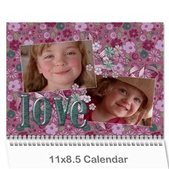 Love/purple/mother/family- Photo Calendar (12 months) - Wall Calendar 11  x 8.5  (12-Months)