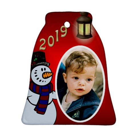 George Snowman 2019 Bell Ornament (2 Sided) By Deborah Front