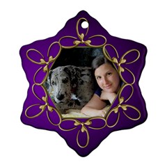 Jane Purple and Gold Snowflake  Ornament (2 sided) - Snowflake Ornament (Two Sides)