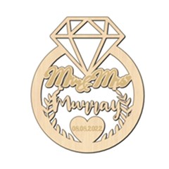 Personalized Christmas Diamond Ring - Wood Ornament