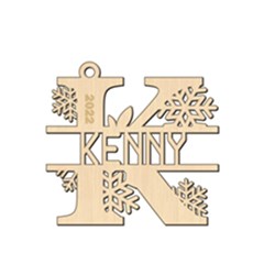 Personalized Letter K - Wood Ornament
