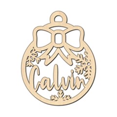 Personalized Ribbon Xmas Bubble - Wood Ornament