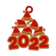 Personalized 6 Names Santa Hats Family - Wood Ornament