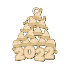 Personalized 13 Names Santa Hats Christmas Family - Wood Ornament