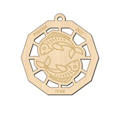 Personalized Zodiac Symbols Pisces - Wood Ornament