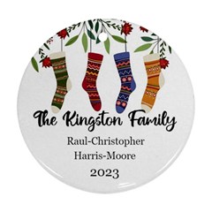 Personalized Christmas 4 Family Names - Ornament (Round)
