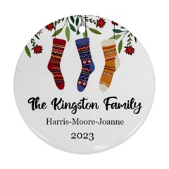Personalized Christmas 3 Family Names - Ornament (Round)