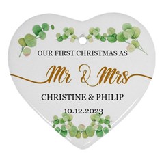 Personalized Christmas Married Family Name - Ornament (Heart)