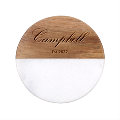 Personalized Birth Gift - Classic Marble Wood Coaster (Round) 