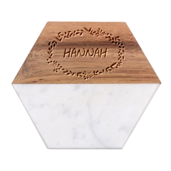 Personalized Family Name - Marble Wood Coaster (Hexagon) 