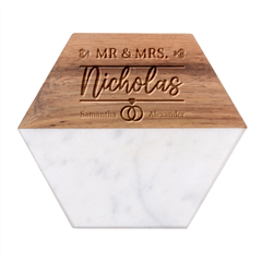 Personalized Mr  - Marble Wood Coaster (Hexagon) 