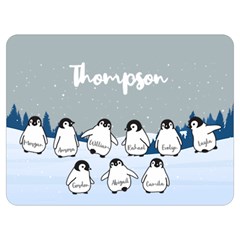 Personalized Name Penguin Family - Two Sides Premium Plush Fleece Blanket (Extra Small)