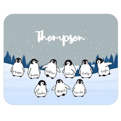 Personalized Name Penguin Family - Two Sides Premium Plush Fleece Blanket (Medium)