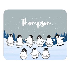 Personalized Name Penguin Family - Two Sides Premium Plush Fleece Blanket (Large)
