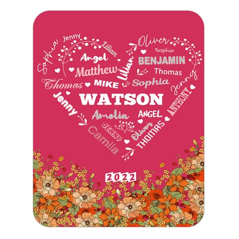 Personalized Family Name Love Heart Flower By Wanni 80 x60  Blanket Front