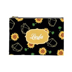  PERSONALIZED SUNFLOWER NAME 1 COSMETIC BAG (7 styles) - Cosmetic Bag (Large)