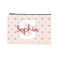 Personalized Name Monogram Heart Love Pink (7 styles) - Cosmetic Bag (Large)