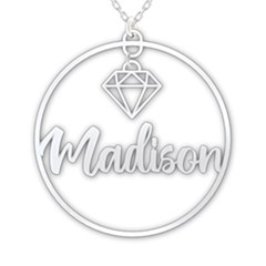 Personalized Name Diamond Love - 925 Sterling Silver Name Pendant Necklace