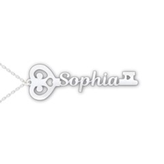 Personalized Love Key Name - 925 Sterling Silver Name Pendant Necklace