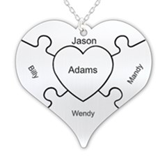 Personalized Puzzle Heart - 925 Sterling Silver Pendant Necklace