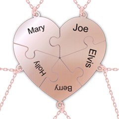 Personalized 5Names Puzzle Heart - 925 Sterling Silver Pendant Necklace