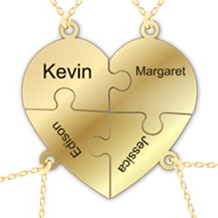 Personalized 4Names Puzzle Heart - 925 Sterling Silver Pendant Necklace