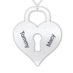 Personalized 2 Names Heart Locker - 925 Sterling Silver Pendant Necklace