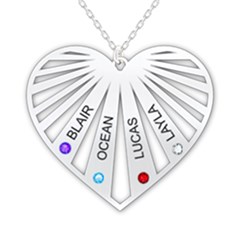 Personalized Name 4 Members Family Tree Heart Love - 925 Sterling Silver Pendant Necklace