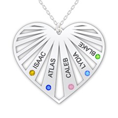 Personalized Name 5 Members Family Tree Heart Love - 925 Sterling Silver Pendant Necklace
