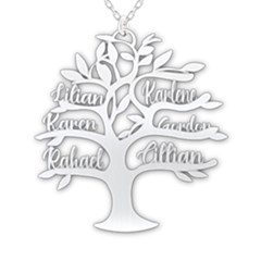 Personalized Name Family Tree - 925 Sterling Silver Pendant Necklace