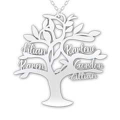 Personalized Name Family Tree 4-5 People - 925 Sterling Silver Pendant Necklace