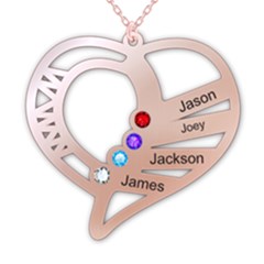Personalized 4Names Heart - 925 Sterling Silver Pendant Necklace