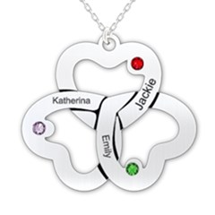 Personalized 3 Hearts - 925 Sterling Silver Pendant Necklace