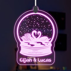 Personalized Name Love Snow Globe Swans - LED Acrylic Ornament