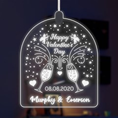 Personalized Name Love Angel Champagne Valentines day - LED Acrylic Ornament