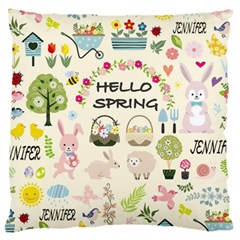 Personalized Spring Easter Rabbit Name - Large Cushion Case (One Side)