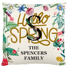 Personalized Spring Floral Initial Family Name - Large Cushion Case (One Side)