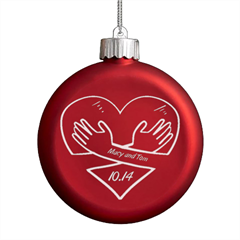 Heart Hug - LED Glass Round Ornament
