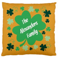 Personalized St Patricks Day Clover Family Name - Large Cushion Case (One Side)