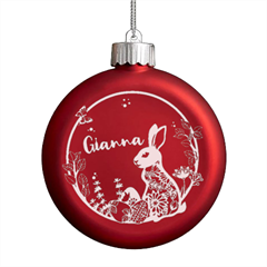 Personalized Name Easter Bunny Rabbit - LED Glass Round Ornament